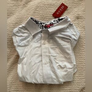 GUESS White Shirt with Patterned Collar